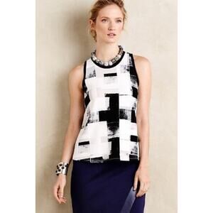 NEW Anthropologie Anzere Print Tank by 9-H15 Size Small B&W Abstract